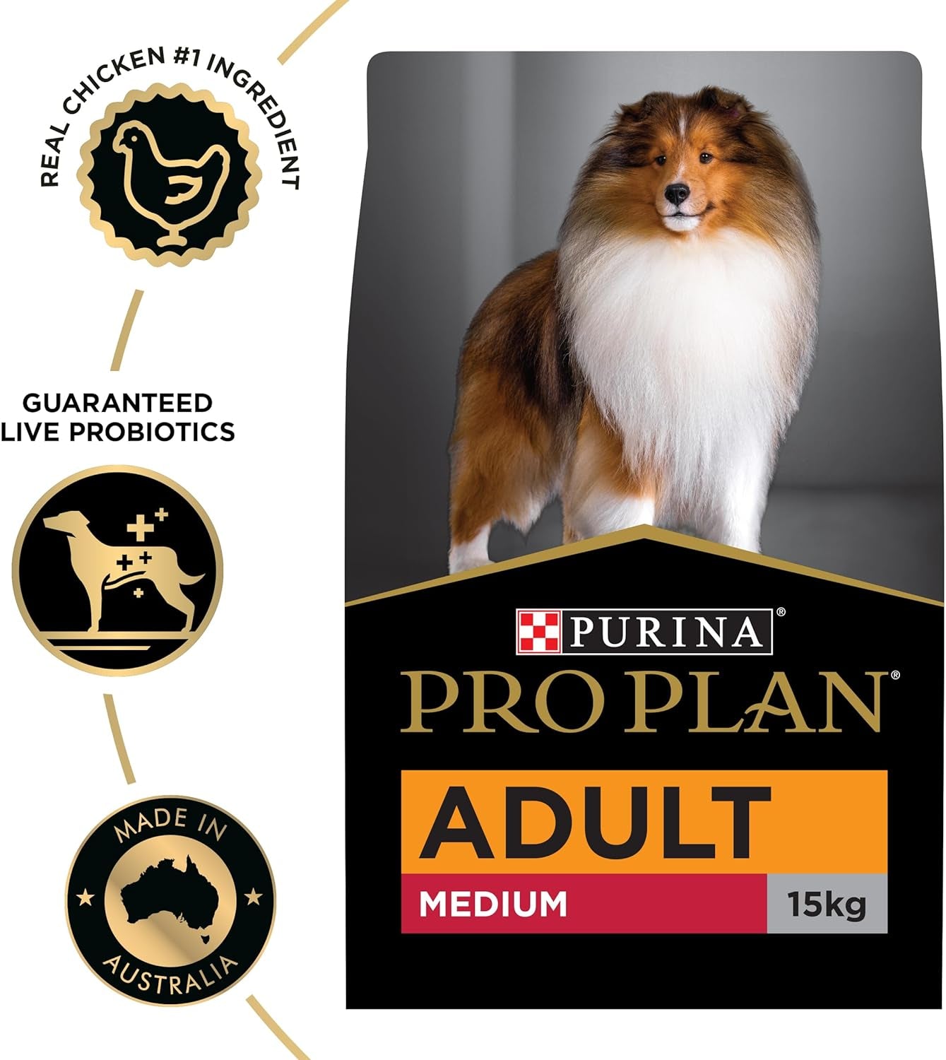 PRO PLAN Adult Dry Dog Food Medium Breed Chicken 15Kg
